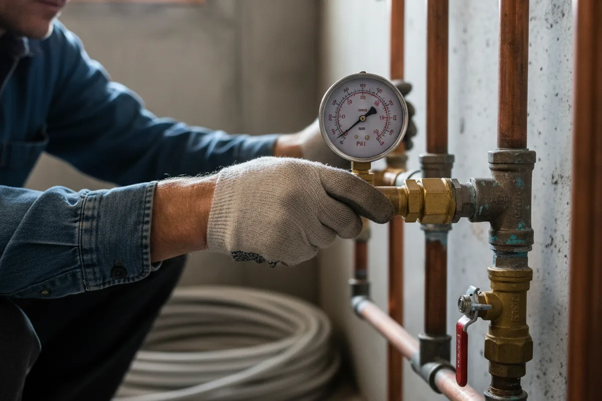 Pressure testing a repaired line during Water Line Repair in Fort White